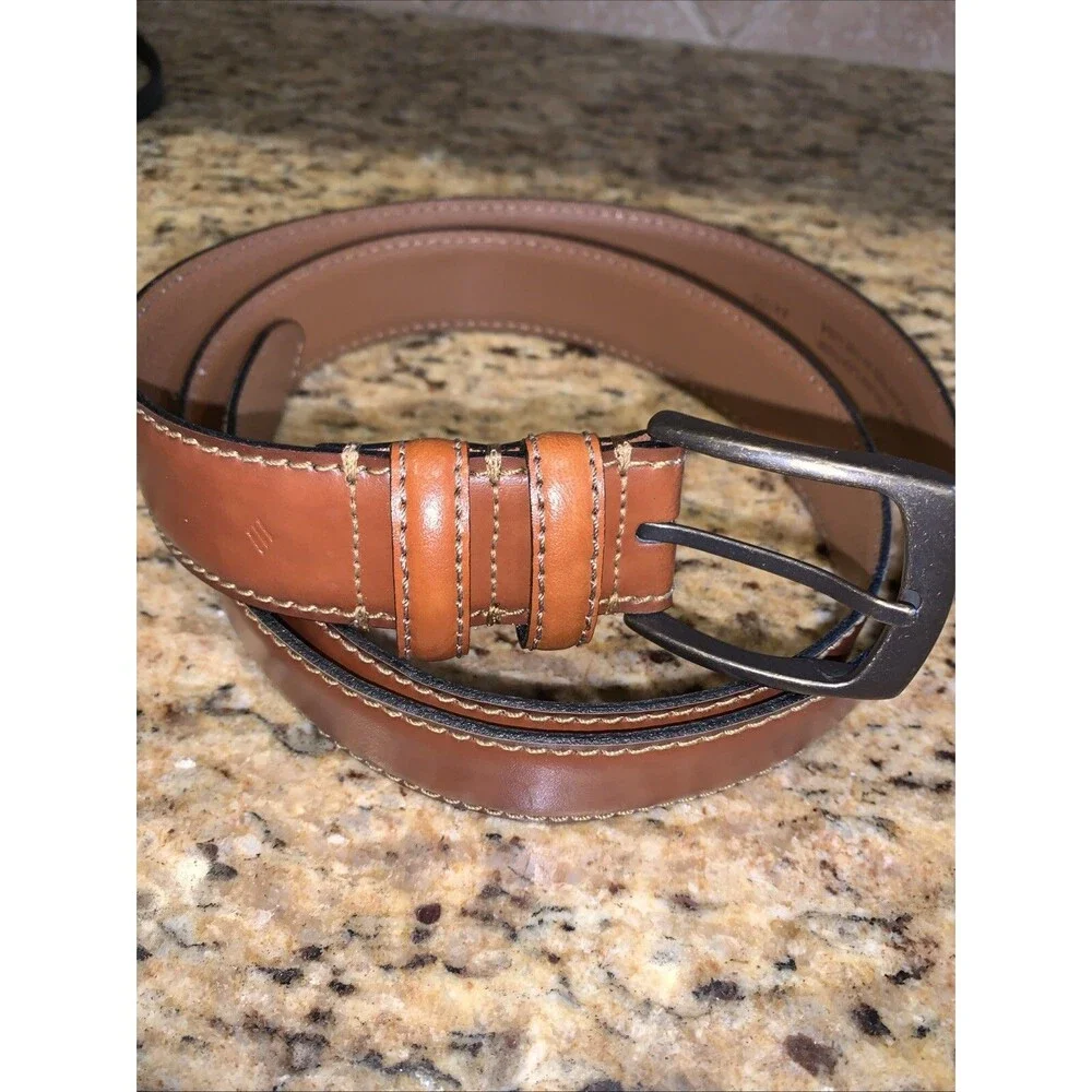 Joseph Abboud Brown Genuine Leather Dress Belt - Italy - Men's Size 44/110